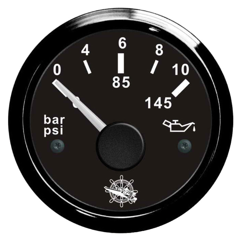 Osculati oil pressure indicator 0/10 bar black/black